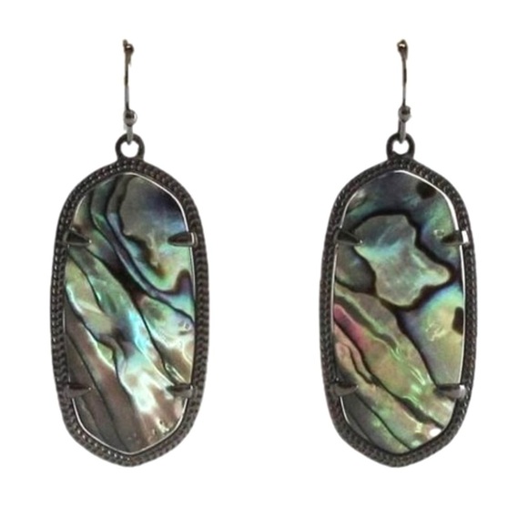 Kendra Scott • Elle Earrings • Gunmetal Tone Abalone Shell • French Wire - Picture 1 of 4